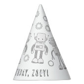 Robot Birthday Party - Farbe für Ihr eigenes Party Partyhütchen (Rechts)