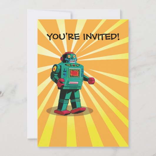 Robot Birthday Party Foto Einladung einfügen (Rückseite)