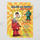 Robot Birthday Party Foto Einladung einfügen (Vorne/Hinten)