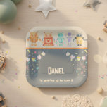 Robot Birthday Party Kids Pappteller<br><div class="desc">Watercolor Robot Geburtstagsparty Einladung. Niedliche Aquarell-Party-Linie mit bearbeitbarem Party. Machen Sie Ihre Kinder Geburtstagsparty noch unvergesslicher mit unseren Party-Roboter-Vorräten: Ballons,  Papieraufnahmen,  Teller und mehr... </div>