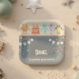 Robot Birthday Party Kids Pappteller