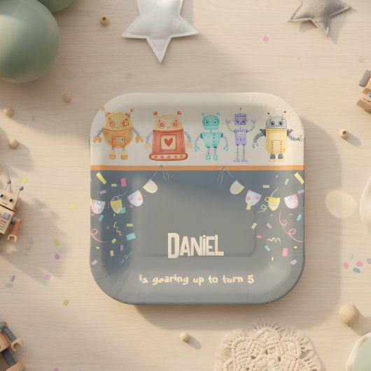 Robot Birthday Party Kids Pappteller