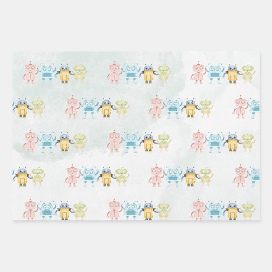 Robot Birthday Party-Kinder Geschenkpapier Set (Vorderseite 2)