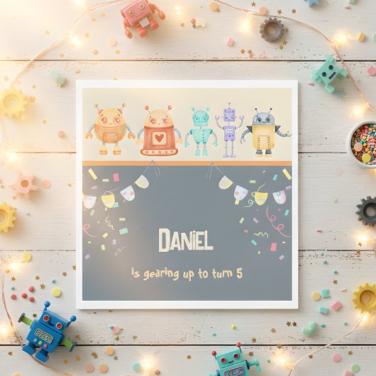 Robot Birthday Party Serviette