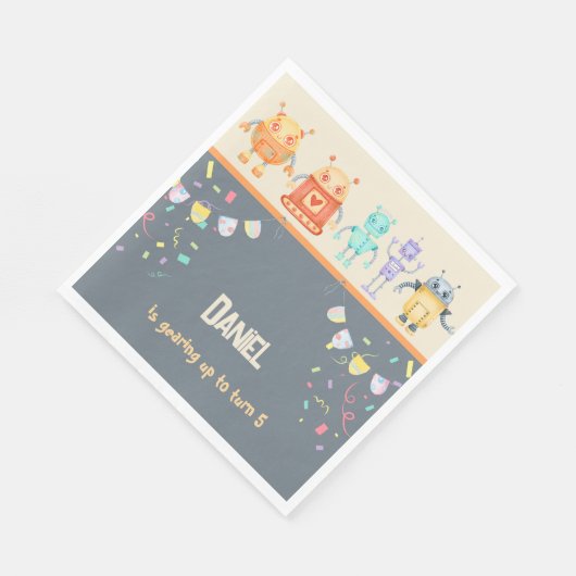 Robot Birthday Party Serviette (Ecke)