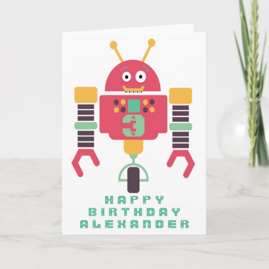 Robot Birthday Personalize-Karte Karte (Vorderseite)