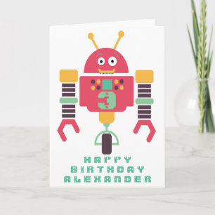 Robot Birthday Personalize-Karte Karte