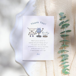 Robot Blue Birthday Party Dankeskarte