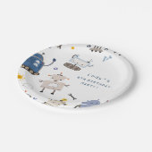 Robot Blue Birthday Party Pappteller (Schrägansicht)