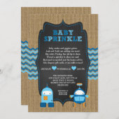 ROBOT BOOT, Baby-Sprinkle / Bachtel-Tafel RUSTIC Einladung (Vorne/Hinten)