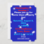 Robot Boy and Stars Geburtstagsparty Einladung (Rückseite)