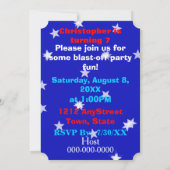 Robot Boy and Stars Geburtstagsparty Einladung (Rückseite)