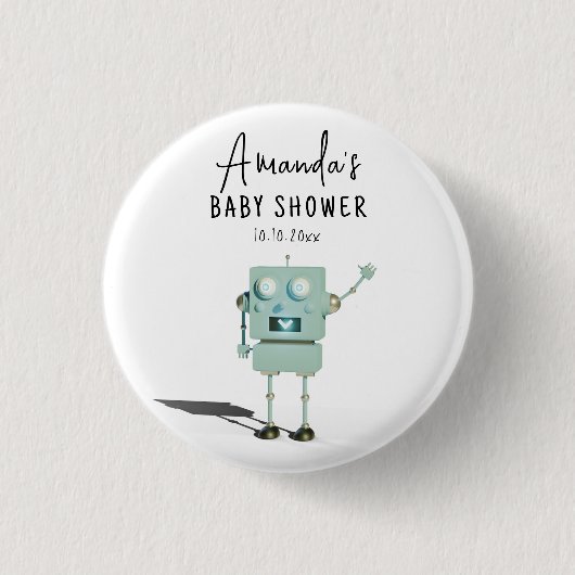Robot boy Baby Shower Button (Vorderseite)