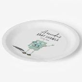 Robot boy Baby Shower Pappteller (Schrägansicht)