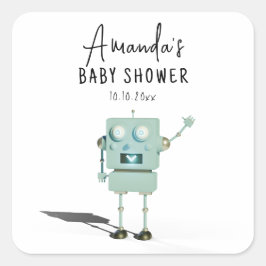 Robot boy Baby Shower Quadratischer Aufkleber