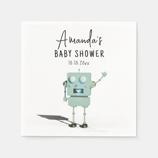 Robot boy Baby Shower Serviette (Vorderseite)