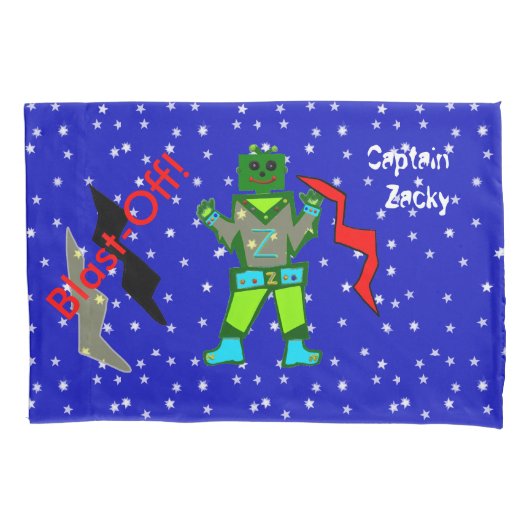 Robot Boy Spaceships Kids King Pillow Hüllen Kissenbezug (Vorderseite-Links)