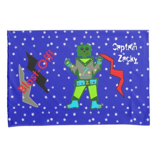 Robot Boy Spaceships Kids King Pillow Hüllen Kissenbezug (Vorderseite-Rechts)