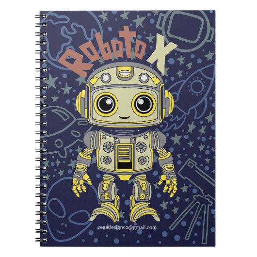 Robot Boy Spiral Foto Notebook Notizblock (Vorderseite)