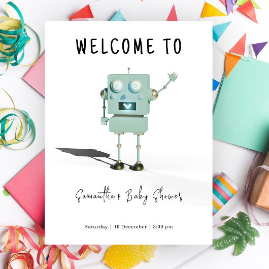 Robot Boy Welcome Baby Dusche Poster