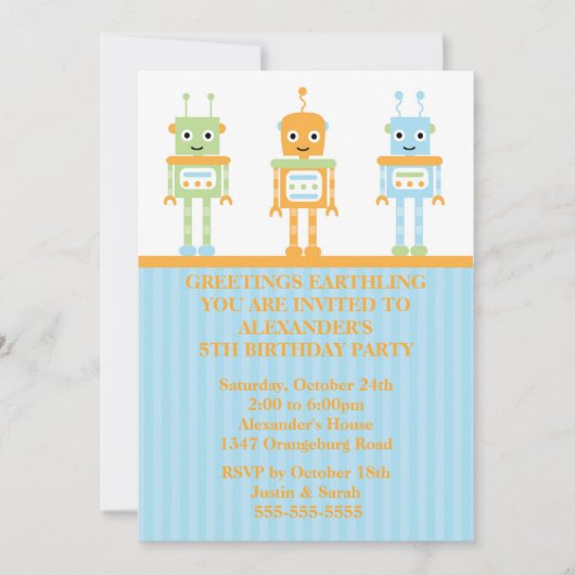 Robot Boys Geburtstagsparty Einladung (Vorderseite)