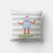 Robot Boys Nursery Room Decor Personalized Pillow Kissen (Vorderseite)