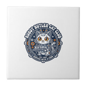 Robot Butler Katze Haustierliebhaber-Shirt Kunst - Fliese