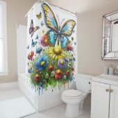 Robot Butterfly und Wildblumen Duschvorhang (Beispiel)