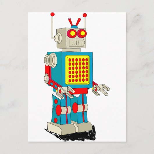 Robot-Cartoon Postkarte (Vorderseite)