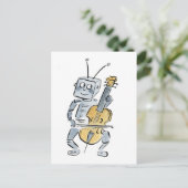 Robot Cello Postkarte (Stehend Vorderseite)