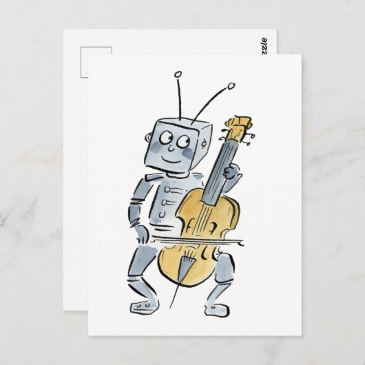 Robot Cello Postkarte (Vorne/Hinten)