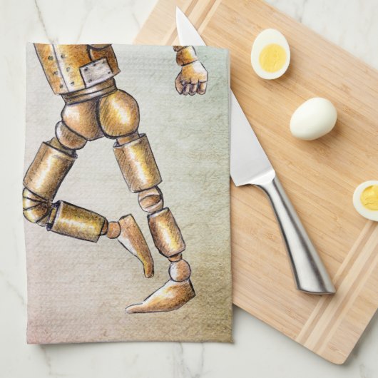 Robot Chasing A Red Balloon Kittuch Geschirrtuch (Viertel Falte)