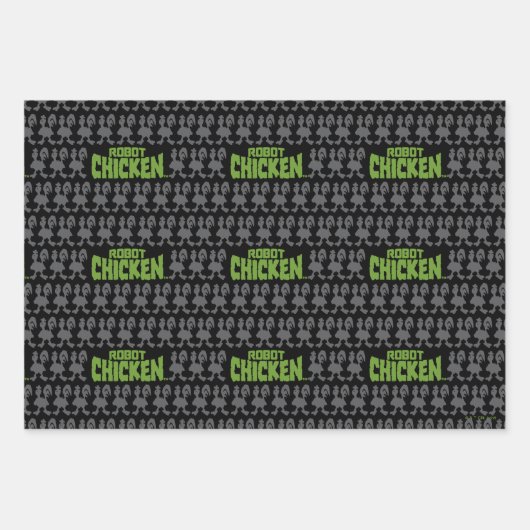 Robot Chicken Silhouette Pattern Geschenkpapier Set (Vorderseite)