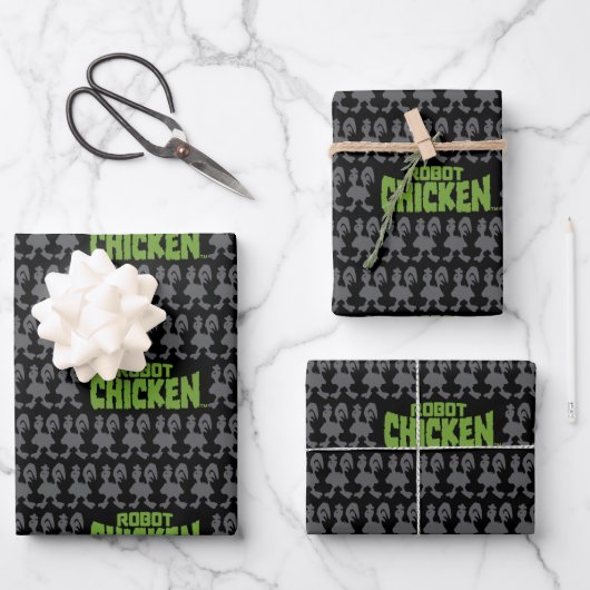 Robot Chicken Silhouette Pattern Geschenkpapier Set (Vorderseite)