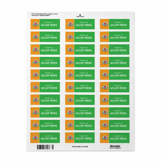 Robot Children School Name Labels | Editierbare Fa (Vorne)