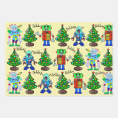 Robot Christmas Add Boy's Name 3 Niedlich Geschenkpapier Set (Vorderseite 3)