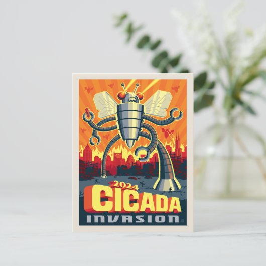 Robot Cicada Postkarte (Stehend Vorderseite)
