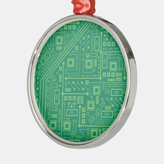 Robot Circuit Board Silbernes Ornament (Links)