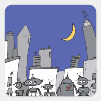 Robot City Quadratischer Aufkleber