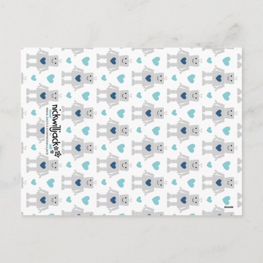 Robot Class Valentines Feiertagspostkarte (Rückseite)