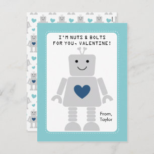 Robot Class Valentines Feiertagspostkarte
