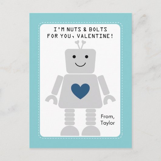 Robot Class Valentines Feiertagspostkarte (Vorderseite)