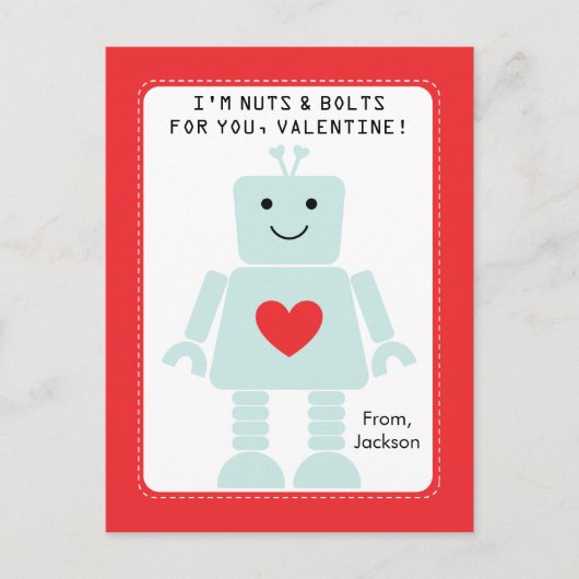 Robot Class Valentines Feiertagspostkarte (Vorderseite)