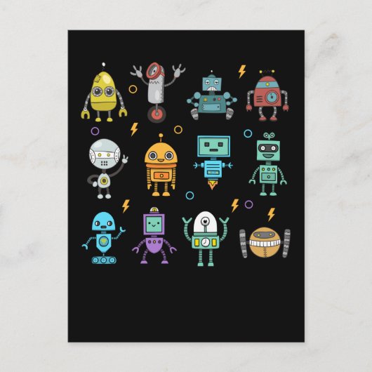 Robot Collection Funny Robotics Postkarte (Vorderseite)