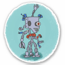Robot Comic Book Style Sticker
