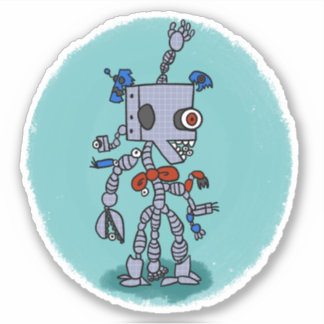 Robot Comic Book Style Sticker