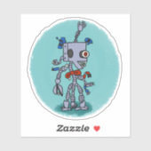 Robot Comic Book Style Sticker (Blatt)