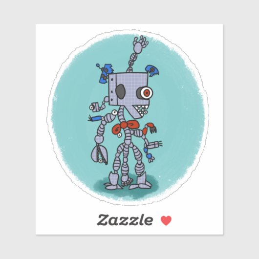 Robot Comic Book Style Sticker (Blatt)