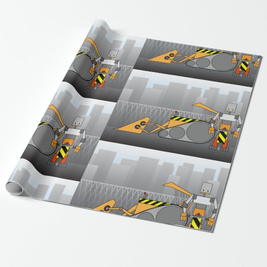 Robot Construction Worker Geschenkpapier (Ungerollt)