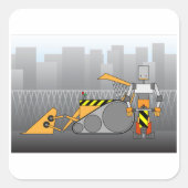 Robot Construction Worker Quadratischer Aufkleber (Vorderseite)